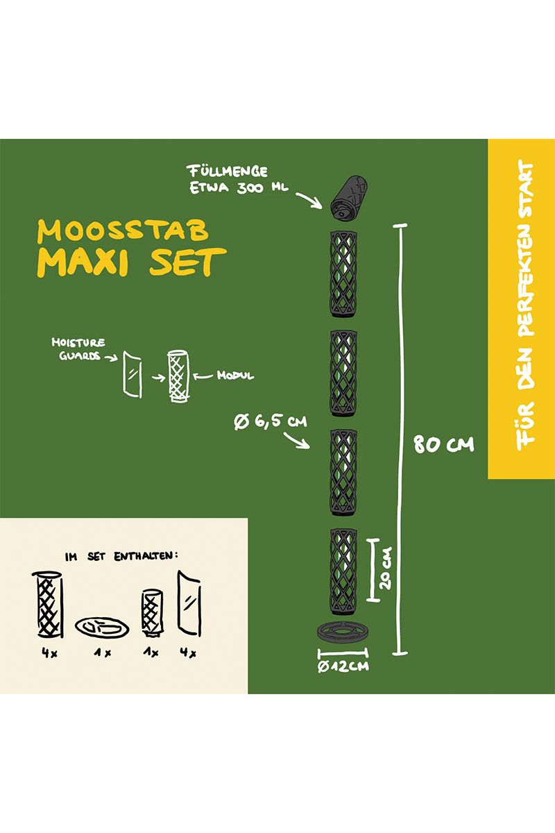 PlantMe Moosstab Maxi Set - Schwarz