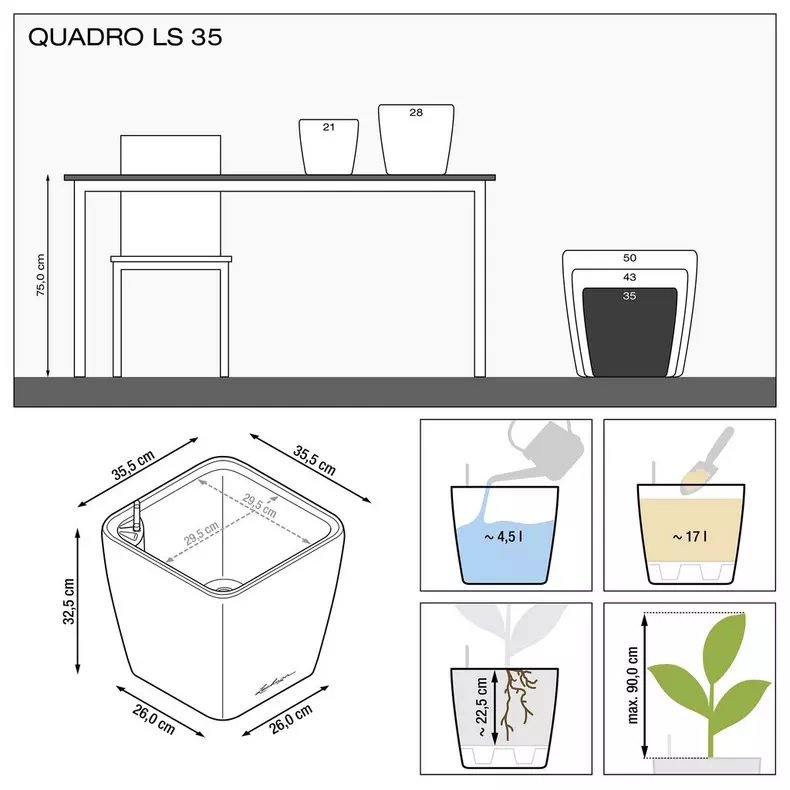 Lechuza Quadro 35 LS - Weiss