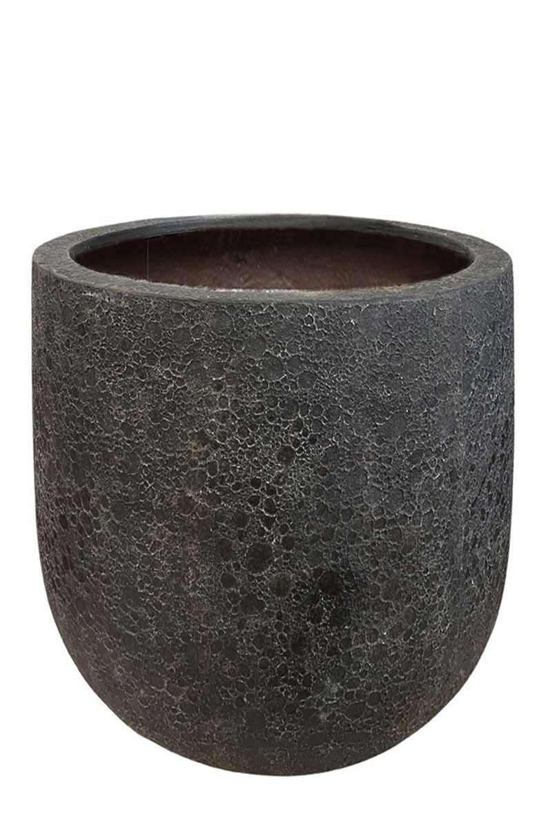 High U Pot Lava - Ø35xH35cm - Vulkan Schwarz
