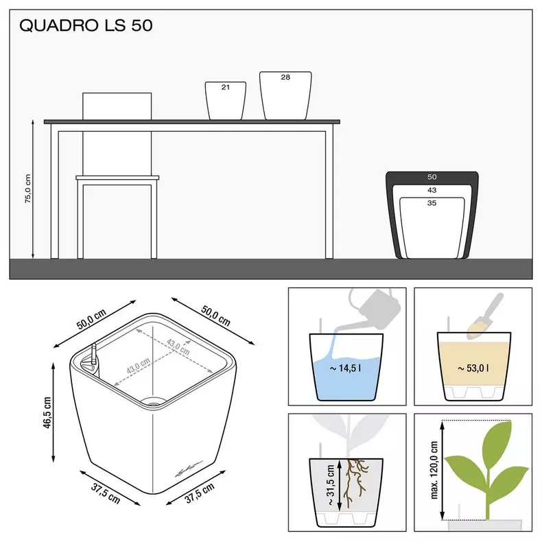 Lechuza Quadro 50 LS - Schwarz